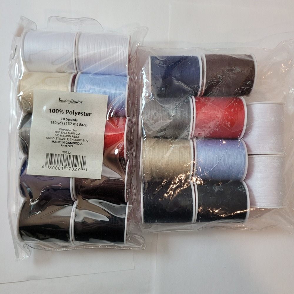 Sewing Basics Vintage Thread Spools 20 Pack 100% Polyester Multi-Color 150 Yds